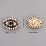 2Pcs Colorful Rhinestone Eye Safety Pin Brooch, Alloy Badge for Backpack Clothes, Light Gold, 33x40.5x12mm
