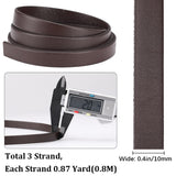 3Pcs Flat Leather Jewelry Cord, Jewelry DIY Making Material, Coconut Brown, 10x2mm, about 80cm/pc