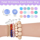 150G 15 Colors Transparent Frosted Glass Round Seed Beads, Mixed Color, 3x2mm, Hole: 1mm, 10g/color