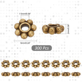 300Pcs Tibetan Style Alloy Beads Daisy Spacer Beads, Granulated Beads, Antique Bronze, 6x2mm, Hole: 1.5mm