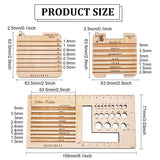 3Pcs 3 Style Wood Wraps Per Inch Single Tool, Yarn Spinner Gauge, Knitting Tool, Square, BurlyWood, 6.35~7.7x6.35~15.5x0.5cm, 1pc/style