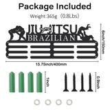 Fashion Iron Medal Hanger Holder Display Wall Rack, 3 Line, with Screws, Word Brazillian Jiu-Jitsu, Sports Themed Pattern, 150x400mm