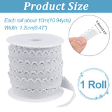 Nylon Elastic Cord, Flat with Laciness, Garment Accessories, WhiteSmoke, 12mm, about 10.94 Yards(10m)/Roll