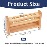 10ML 6-Hole Wood Colorimetric Tube Stand, Laboratory Equipment, Light Khaki, 230x60x130mm, Hole: 18mm