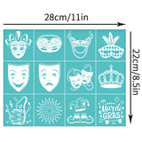 Self-Adhesive Silk Screen Printing Stencil, for Painting on Wood, DIY Decoration T-Shirt Fabric, Turquoise, Mixed Shapes, 280x220mm