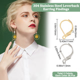 100Pcs 2 Colors 304 Stainless Steel Leverback Earring Findings, with Horizontal Loops, Golden & Stainless Steel Color, 15x11x2mm, Hole: 1.5mm, Pin: 0.6mm, 50Pcs/color