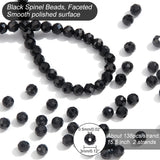 2 Strands Natural Black Spinel Beads Strands, Faceted, Round, 3mm, Hole: 0.5mm, about 132~135pcs/strand, 15 inch