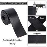 2M Flat Leather Cord, for Jewelry Making, Black, 50x2mm, about 2.19 Yards(2m)/pc