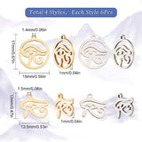 24Pcs 2 Style 201 Stainless Steel Pendants, Laser Cut, Ring with Egyptian Eye of Horus, Mixed Color, 12pcs/style