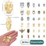 2 bags 2 colors Zinc Alloy Pendants, Mixed Owl, Mixed Color, 16.5~23.5x7.5~30x2.5~5mm, Hole: 1.6~3mm, 10pcs/bag, 1 bag/color