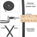 Flat Cowhide Leather Cord, for Jewelry Making, Black, 8x3mm