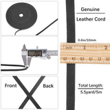 Flat Cowhide Leather Cord, for Jewelry Making, Black, 10x2mm