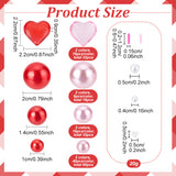 Valentine's Day Vase Fillers for Centerpiece Floating Candles, Including Plastic Pearl Acrylic Heart Beads, Heart & Round Polymer Clay Cabochons, Pink, 180Pcs/bag