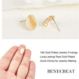 Brass Ear Stud Findings, with Loop, Flat RoundVacuum Packing, Real 18K Gold Plated, 12mm, Hole: 2mm, Pin: 0.5mm, 20pcs/box