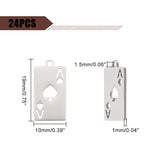 201 Stainless Steel Pendants, Laser Cut, Ace of Spades, Stainless Steel Color, 19x10x1mm, Hole: 1.5mm, 24pcs/box
