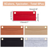 5Pcs 5 Colors Wool Felt Purse Organizer Insert, Mini Envelope Handbag Shaper Premium Felt, Bag Accessories, Rectangle, with Alloy Grommets, Mixed Color, 7x17x0.6cm, Hole: 10mm, 1pc/color