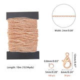 DIY Kit, with Alloy Lobster Claw Clasps, Iron Jump Rings, Unwelded Iron Cable Chains(with Card Paper) and Unwelded Iron Curb Chains(with Card Paper), Rose Gold