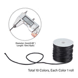 Macrame Rattail Chinese Knot Making Cords, Round Nylon Braided String Threads, Satin Cord, Mixed Color, 2mm, about 10m/roll, 10 colors, 1roll/color, 10rolls/set.