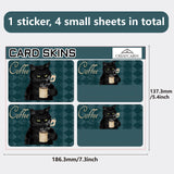 PVC Plastic Waterproof Card Stickers, Self-adhesion Card Skin for Bank Card Decor, Rectangle, Cat Shape, 186.3x137.3mm