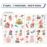 8 Sheets 8 Styles PVC Waterproof Wall Stickers, Self-Adhesive Decals, for Window or Stairway Home Decoration, Angel & Fairy, 200x145mm, 1 sheet/style