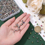 Brass Rhinestone Rivets, Caps and Studs, Steel Eyelets Installation & Leather Tools, for Leather Craft DIY Making, Platinum, Flat Round, Mixed Color, Stud: 6.5x6mm, Cap: 6x3mm, 200sets/box