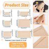 6pcs 6 style Wool Felt Bag Organizer Inserts, with Alloy Grommets, for Envelope Bag Interior Accessories, Rectangle, Beige, 5.4~12.4x9.25~24.9x0.3~0.35cm,Hole: 8~10mm, 1pc/style