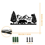 Iron Wall Hanging Decorative, with Screws, Bear & Mountain, Metal Wall Art Ornament for Home, Electrophoresis Black, 153x296mm