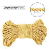 3-Ply Polyester Cords, Twisted Rope, for DIY Gift Bagd Rope Handle Making, Gold, 6mm, about 25m/bundle