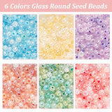 1800Pcs 6 Colors Glass Round Seed Beads, Ceylon, Round, Mixed Color, 3x2~2.5mm, Hole: 0.8mm, about 300Pcs/color