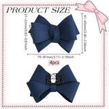 4Pcs Iron Shoe Buckle Clips, Detachable Polyester Bowknot Shoe Decorations, Marine Blue, 61~65x79~81x21~22mm