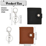 4 Sest 2 Colors 2 Inch Leather Cover Mini Photocard Holder Book, Holds up to 20 Photos, with Stainless Steel Lobster Claw Clasps and Iron Key Rings, Mixed Color, 65x56x11.5mm, 2 sets/color