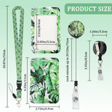 Leaf Pattern ABS Plastic ID Badge Holder Sets, include Lanyard and Retractable Badge Reel, ID Card Holders with Clear Window, Rectangle, Green, Card: 110x69x5.5mm