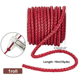 10M Round Imitation Leather Braided Cords, Dark Red, 5.5mm, about 10.94 Yards(10m)/Roll