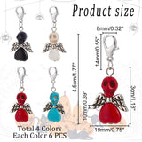 Synthetic Turquoise Skull Angel Pendant Decoration, Zinc Alloy Lobster Clasp Charms, Clip-on Charms, for Keychain, Purse, Backpack Ornament, Stitch Marker, 45mm, 24pcs/set