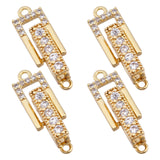 4 Sets Brass Rhinestone Fold Over Clasps, Rectangle, Golden, 20x6.5x5mm, Hole: 1mm and 1.2mm