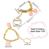 13Pcs 13 Color Iron Purse Frame Handle Keychain, with Plastic Beads, Golden, 10.5cm, 1Pc/color