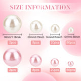 8 Style Plastic Imitation Pearl Beads, Undrilled/No Hole Beads, Round, Mixed Color, 10~30mm, 220pcs/bag
