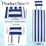 Stripe Pattern Chair Canvas Cloth, with Pillow,  Beach Chair Cloth Replacement Supplies, Prussian Blue, 1460mm