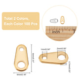 200Pcs 2 Colors  304 Stainless Steel Chain Tabs, Chain Extender Connectors, Teardrop, Golden & Stainless Steel Color, 8x4x0.7mm, Hole: 1 and 2mm, 100pcs/color