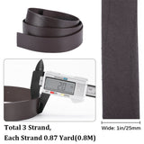 3Pcs Flat Leather Jewelry Cord, Jewelry DIY Making Material, Coconut Brown, 25x2mm, about 80cm/pc