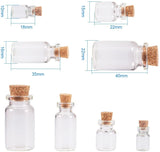Glass Jar Glass Bottles, with Iron Screw Eye Pin Bail Peg and Jute Twine, Mixed Color, 18~40x10~22mm