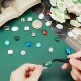 DIY Flat Round & Oval Stone Pendant Making Kit, Including 304 Stainless Steel Pendant Cabochon Settings, Natural Mixed Stone Cabochons, Mixed Color, Settings: 32pcs/box