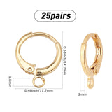 25Pairs Brass Huggie Hoop Earring Findings, with Horizontal Loop, Long-Lasting Plated, Lead Free & Nickel Free, Real 18K Gold Plated, 14.7x11.7mm, Hole: 1.8mm, 25 pairs