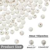 Natural Lava Rock Beads Strands, Round, White, 8mm, Hole: 0.5mm, about 192pcs/box