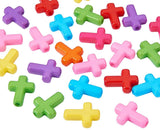 Opaque Acrylic Beads, Cross, Mixed Color, 16x12x4.5mm