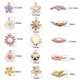 Alloy Enamel Pendants, Flower, Light Gold, Mixed Color, 30pcs/box