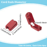 108Pcs 18 Colors Nylon Cord End Clips, Shoe Lace Aglets, for No Tie Shoelace Accessories, Mixed Color, 40x12x6.5mm, Hole: 5x2mm, 6pcs/color