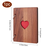 6 Inch Hollow Heart Wooden Cover Loose-leaf Scrapbooking Photo Album, 30 Black Pages DIY Handmade Picture Albums, for Memory Book, Saddle Brown, 161x120x3mm