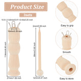Wooden Spool Knitting Loom, Doll Shaped, with Knitting Needle, for DIY Yarn Cord, Antique White, Loom: 11.4x2.7cm, Hole: 10mm and 10.5~11x5mm, Needle: 99x12mm