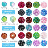 1600Pcs 24 Style Spray Painted Crackle Glass Beads Strands, Round, Two Tone, Mixed Color, 4~8mm, Hole: 1.1~1.6mm